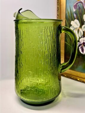MCM Anchor Hocking Avocado Green Pagoda Pitcher